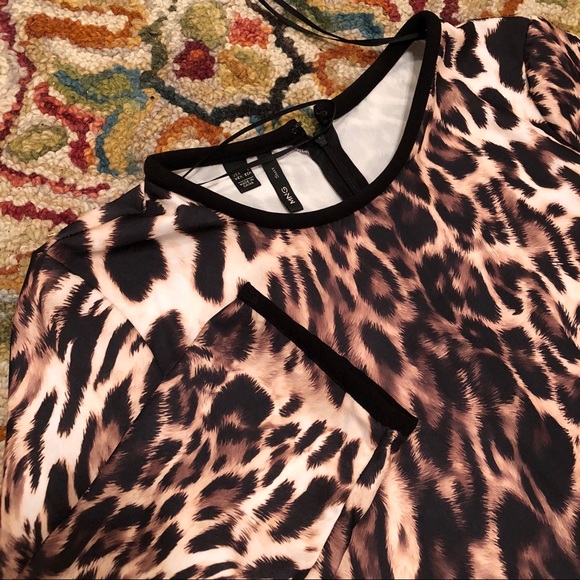 MNG Mango Leopard Print Shift Dress Size 2 - Picture 5 of 5